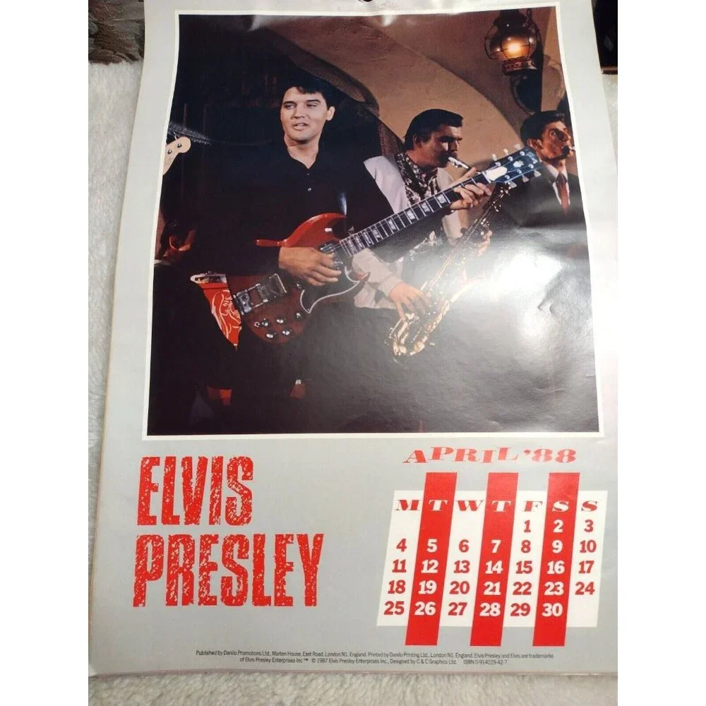 VINTAGE LARGE ELVIS PRESLEY OFFICIAL 1988 CALENDAR 17
